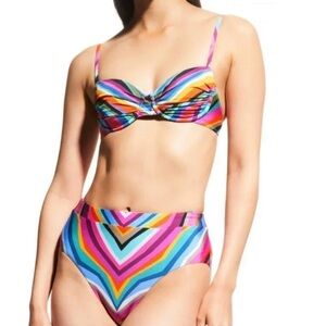 NWT Trina Turk Lourve Striped Underwire Bikini Top & High Waisted Bottoms